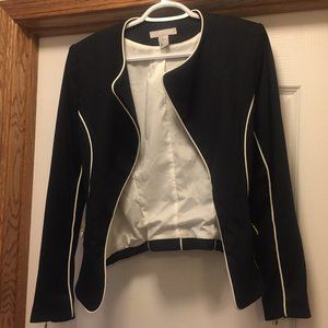 Navy Women's H & M Blazer with White Piping
